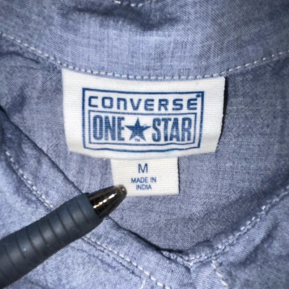 Converse One Star Long Sleeve Button Up Gray Shirt Men’s Size Medium W/Pockets - Picture 4 of 6